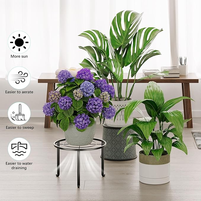 5 Pack Metal Plant Stand Indoor Outdoor Heavy Duty Rustproof Iron Flower Pot Stand Holder for Multiple Plants, Potted Holder Display Flower Shelf