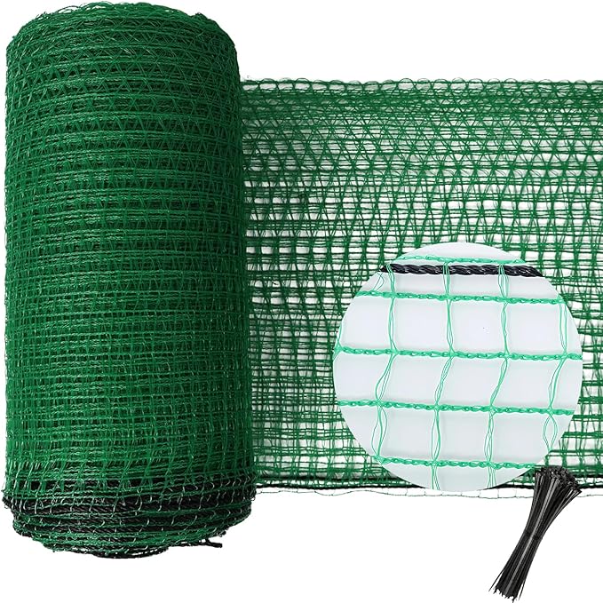 4x65ft Deer Fence Netting, Plastic Mesh Fence Heavy Duty Garden Fence Animal Barrier Garden Netting for Plants Fruit Trees Vegetables Against Deer, Birds, Rabbits, Chickens and Other Animals, Green