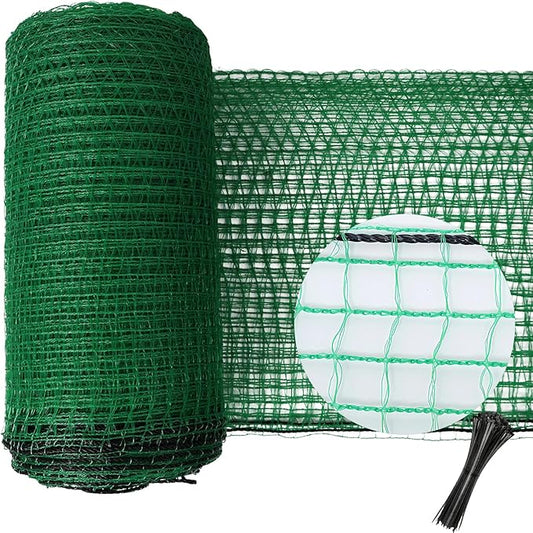 5x100ft Deer Fence Netting, Plastic Mesh Fence Heavy Duty Garden Fence Animal Barrier Garden Netting for Plants Fruit Trees Vegetables Against Deer, Birds, Rabbits, Chickens and Other Animals, Green