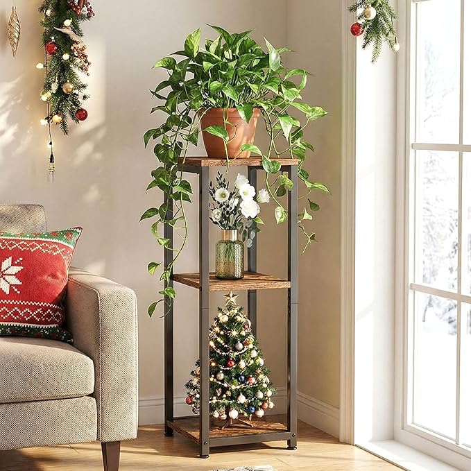 3-Tier Tall Plant Stand Indoor, Corner Plant Stands for Indoor Plants Multiple, Multi-Functional Small Side Table for Living Room, Bedroom, Balcony