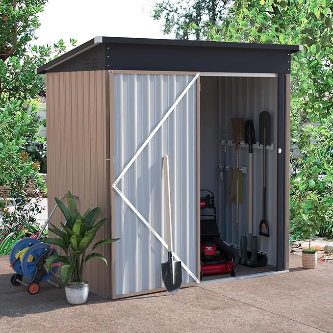 U-MAX 5' x 3' Outdoor Metal Storage Shed, Steel Garden Shed with Single Lockable Door, Tool Storage Shed for Backyard, Patio, Lawn