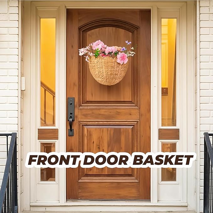 Scalloped Wicker Wall Basket 14"L x 11"W x 7"H, Handwoven Hanging Wall Organizer for Boho Home Décor, Natural Rattan Storage Basket for Living Room, Entryway, Kitchen