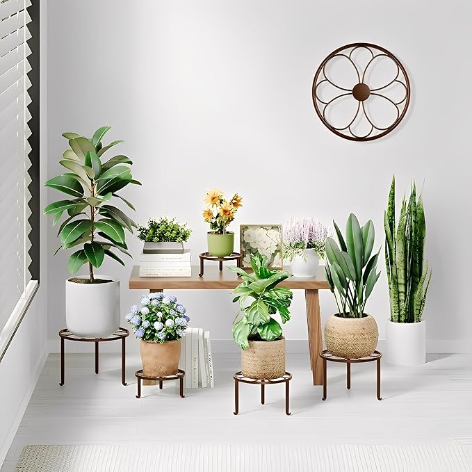 5 Pack Short Plant Stand 5 Pack Heavy Duty Flower Pot Stand Holder for Multiple Plants,Potted Plant Holder for Indoor Outdoor,Anti-rust Metal Plant Pot Shelf