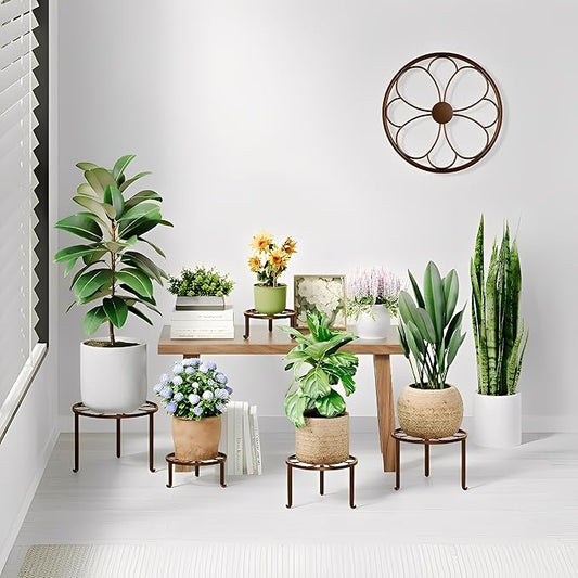 5 Pack Short Plant Stand 5 Pack Heavy Duty Flower Pot Stand Holder for Multiple Plants,Potted Plant Holder for Indoor Outdoor,Anti-rust Metal Plant Pot Shelf