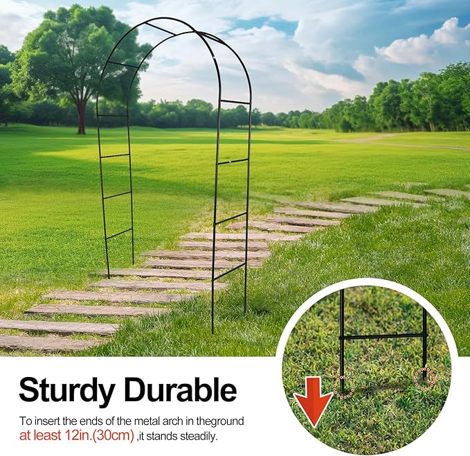 Metal Garden Arch 7.8ft High X 4.5ft Wide Garden Arbor for Various Climbing Plant Outdoor Garden Lawn Backyard Wedding Arch Party Decoration Archway
