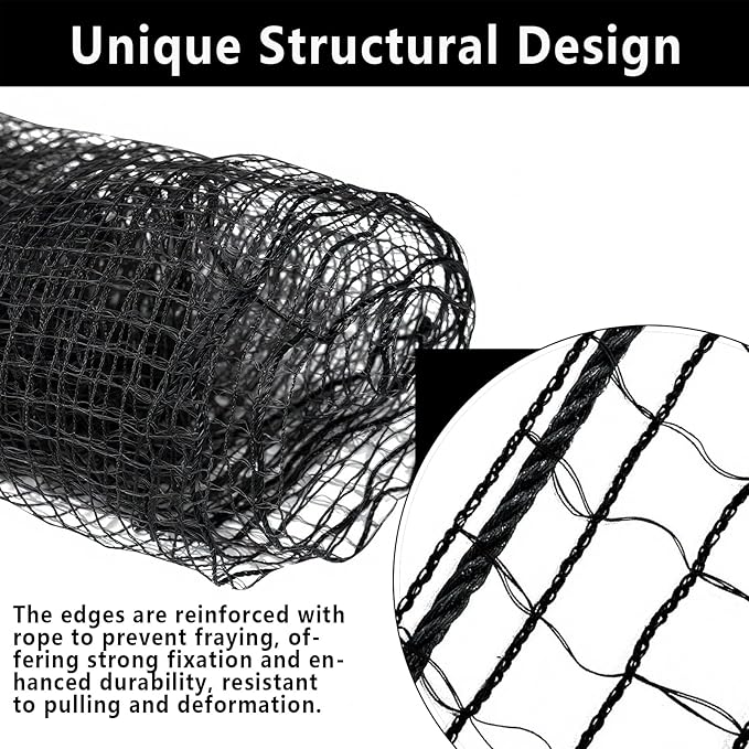 5x100ft Deer Fence Netting, Plastic Mesh Fence Heavy Duty Garden Fence Animal Barrier Garden Netting for Plants Fruit Trees Vegetables Against Deer, Birds, Rabbits, Chickens and Other Animals, Black