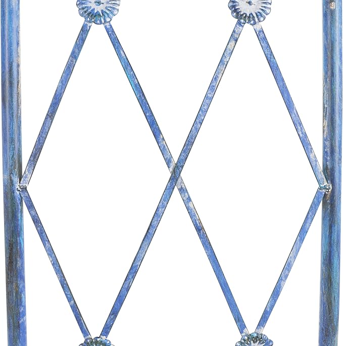 SAFAVIEH Outdoor Collection Mizell Mossy Blue Lattice Wrought Iron Moon Gateway Arbor