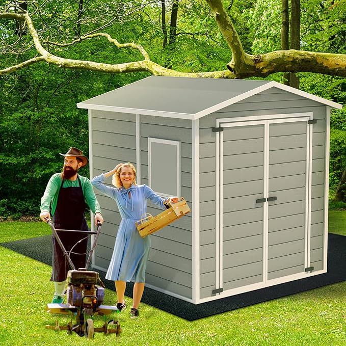 Haull Outdoor Storage Shed Floor Moat Waterproof Outdoor Carport Mat Thickened Soft Patio Furniture Pad Washable with Non Slip Backing, Storage Shed Not Included(9.8 x 12 ft)