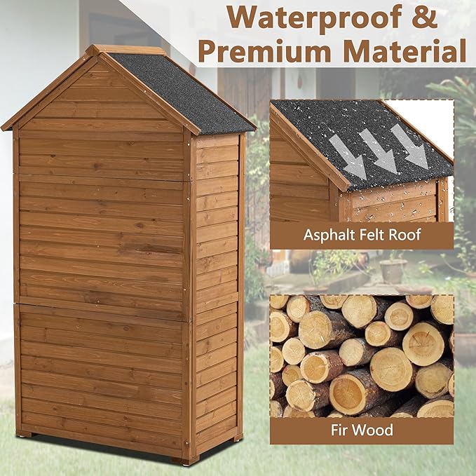 KEIKI 39.56" L Outdoor Storage Cabinet Tool Shed,Wood Frame with Sloped Roof Lockable Door for Patio Furniture Tools