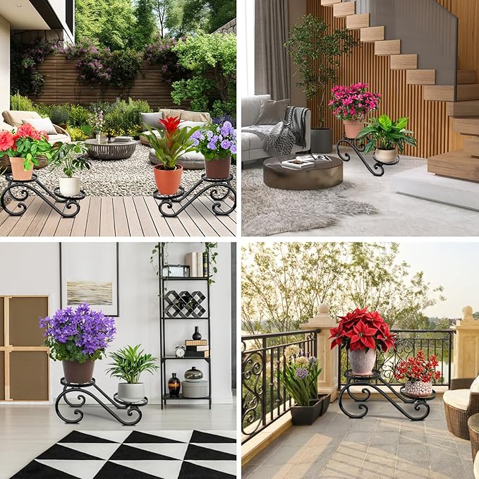 HLC Metal Plant Stand Flower Pot Holder Indoor Outdoor Plant Display Shelf Rack for Garden