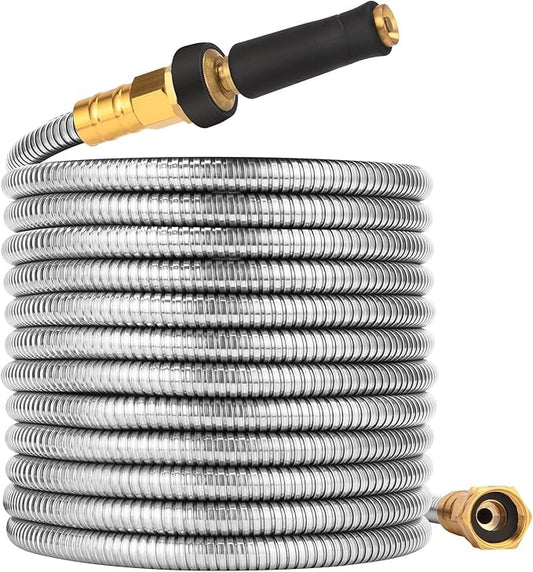 Metal Garden Hose 125 FT - 304 Stainless Steel Water Hose 125 FT - Expandable Short Flexible Garden Hose,no Kink Explosion, no Bite