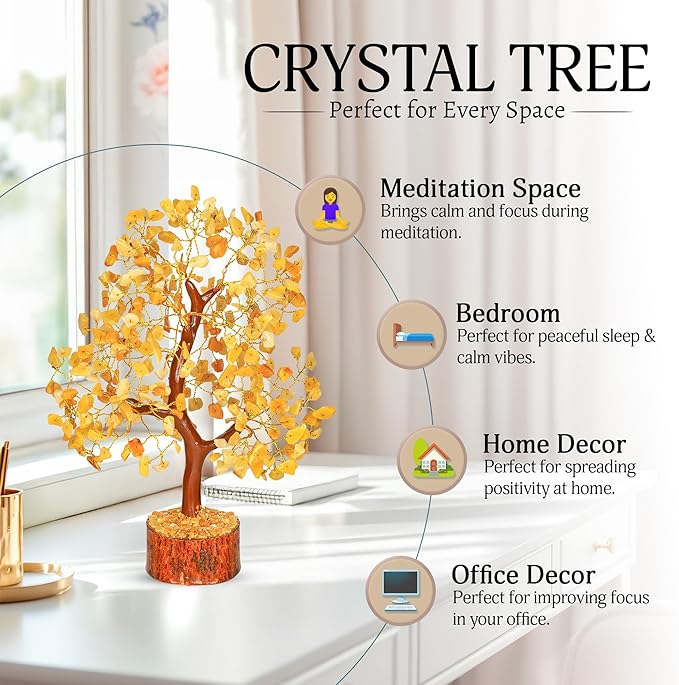 Yellow Aventurine Crystal Tree - Chakra Stones - Crystal Tree of Life - Crystals and Stones - Holistic Gifts for Women - Spiritual Room Decor - Gemstone Tree - Crytals and Gemstones - Good Luck Gifts