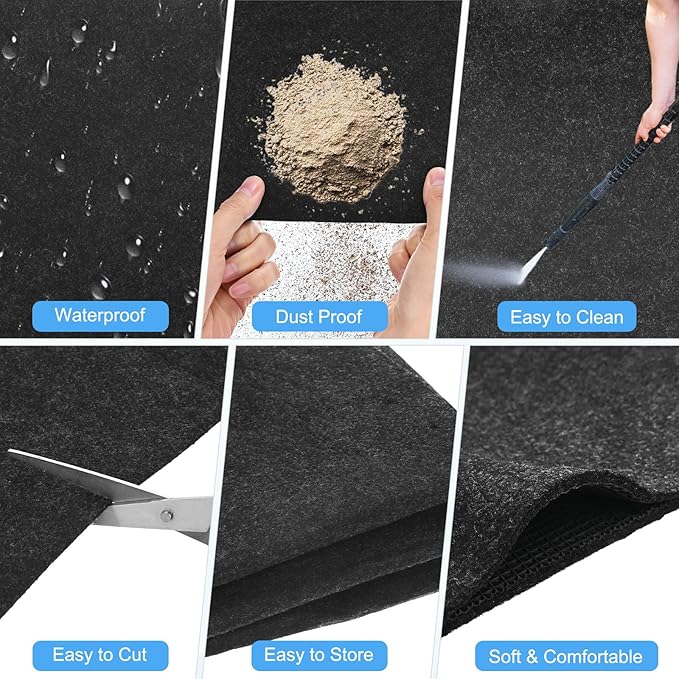 3 mm Thickened Outdoor Storage Shed Mat, 4x6 ft Waterproof Shed Flooring Mat for Patio Furniture Floor Protecting from Wear/Liquid/Dust/Oil, Non-Slip Felt Rubber Rug Pad [Grey]