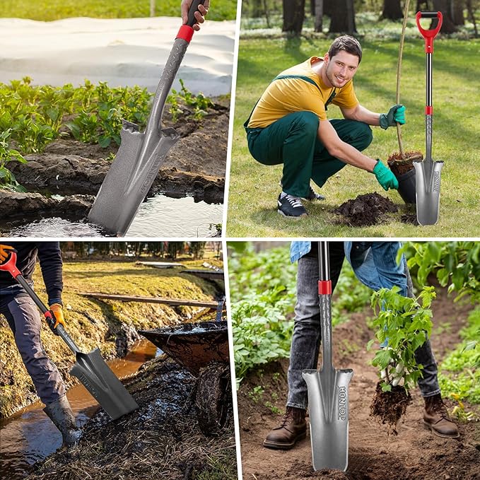 Drain Spade, Digging Garden Shovel with Fiberglass Handle for Digging,Gardening,Trenching,Transplanting,44 inches