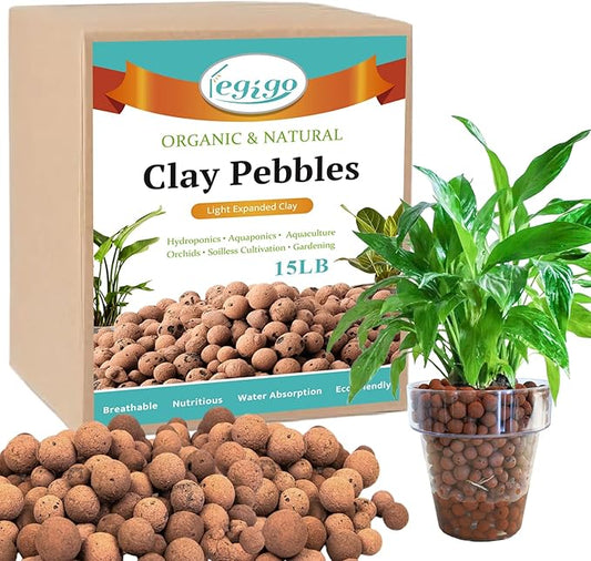 Legigo 15 LB Organic Leca Clay Pebbles for Plants, 4mm-16mm 100% Natural Leca Balls for Indoor Plants, Hydroton Clay Pebbles for Plants Hydroponic Aquaponics Growing Orchid Drainage Terrarium