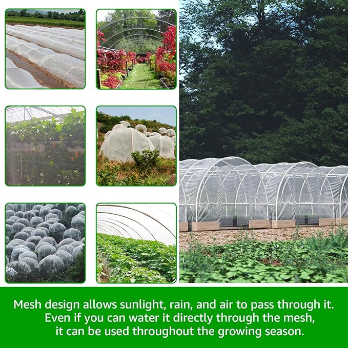 2 Pack Garden Netting, 8 x 19 FT Bird Netting Barrier Row Cover, Plants Covers Protection Ultra Fine Net for Fruits Flower Vegetables from Insect Pest Barrier Bug Eating