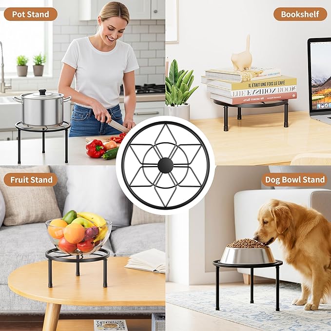 5 Pack Plant Stand Metal Flower Pot Stand Holders Indoor Tall Plant Rack Plant Round Black Plant Shelf For Patio, Living Room, Garden, Balcony(BlackDiamond)