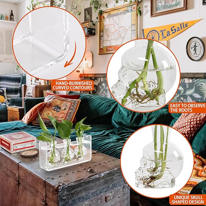 Clear Plant Propagation Station Plants Terrarium Planter Vase Birthday Gifts for Women in Acrylic Stand Home Office Garden Decor