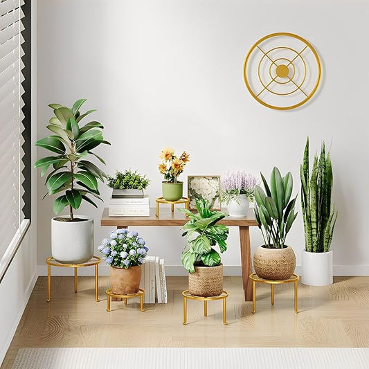 5 Pack Plant Stand Indoor Outdoor, Flower Pot Stand Plant Rack for Home Courtyard Gardens, Round Metal Corner Plant Stand for Flower Holder for Multiple Plants