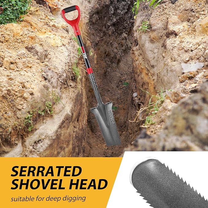 Drain Spade Digging Spade Shovel Trenching Spade Garden Spade Shovel for Deep Digging Transplanting,44 inches