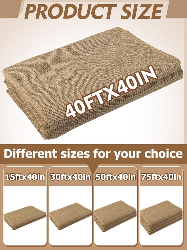 ANPHSIN 40ftx40in Natrual Burlap Plant Covers Freeze Protection - Winter Frost Plant Blankets, Frost Cloth Tree Wrap for Outdoor Bushes Trees Potted Plants Cold Weather