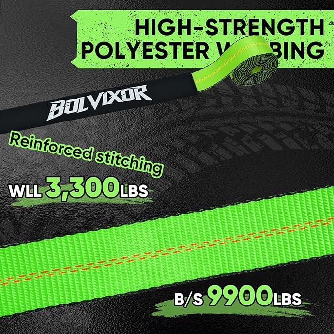4 Pack Car Tie Down Straps for Trailers - 2" x 96" - 9900LBS Break Strength - Tire Ratchet Straps with Heavy Duty Chain Anchors for Hauling UTV, SUV, Truck, Any Cars