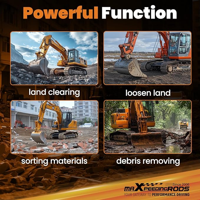 maXpeedingrods Mini Excavator Rake, Wide Backhoe Rake for 0.8-1.5T Excavators, Hydraulic Tilt Excavator & Backhoe Attachment for Excavator