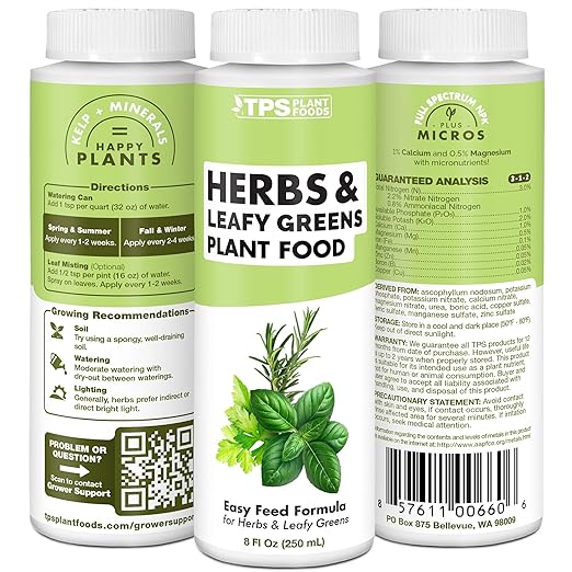 Herb Plant Food for All Edible Herbs, Leafy Greens and Veggies, Liquid Houseplant Fertilizer, 1 Gallon (128 oz)