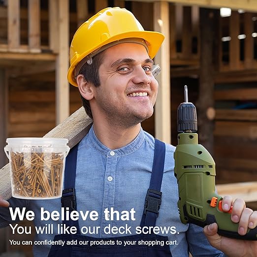 Deck Screws #10 x 2-1/2’’, T25 Star Torx Drive Flat Head Wood Screws, Tan, 5lb