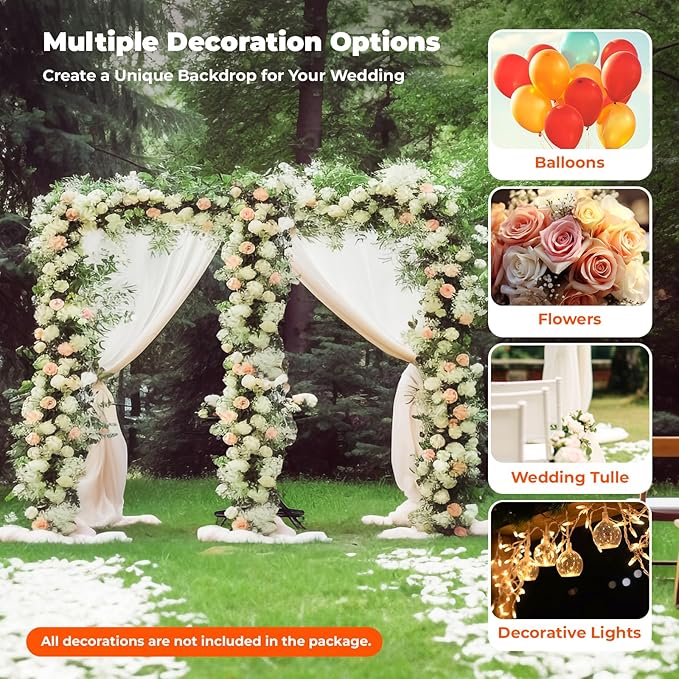 Silver Wedding Arch Stand for Ceremony Modern Metal Balloon Arch Stand Kit Garden Floral Arch Frame Background for Anniversary Birthday Party Home Outdoor Lawn Decor