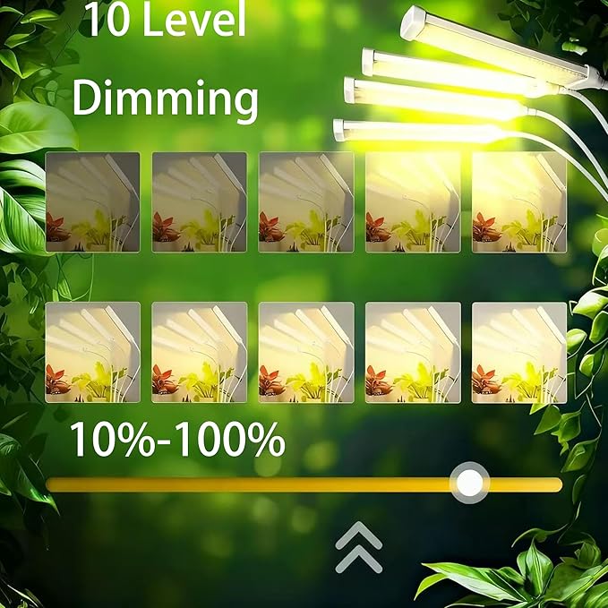 Grow Lights for Indoor Plants Full Spectrum, LED Plant Light with Stand, Adjustable Height, 4/8/12H Timer, 10 Dimmable Levels & 3 Lighting Modes (315 LEDs Stand)