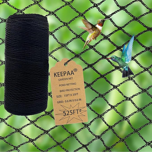 Bird Netting Poultry Chicken Coop - 15FT*35FT Heavy Duty Garden Net 0.6” Mesh for Blueberry Bushes Fruit Tree Roof Hawk Proof