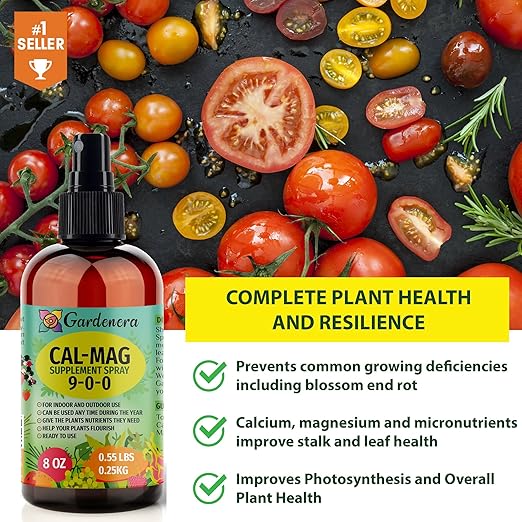 𝐏𝐑𝐄𝐌𝐈𝐔𝐌 Ultra Pure Professional Grade Cal-Mag Fertilizer Spray - 32oz Bottle - High-Grade Calcium, Magnesium & Iron Plant Supplement - Corrects Common Plant Deficiencies (9-0-0 NPK)