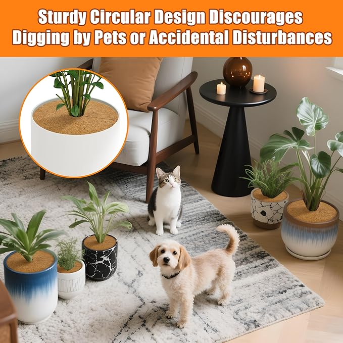 24 Inch Coconut Fiber Mulch Ring, 6 Pcs Tree Protector Mats, Coco Coir Mulch Mat Tree Guards, Plants Disc Soil Cover for Landscaping and Indoor Outdoor Gardening Pot