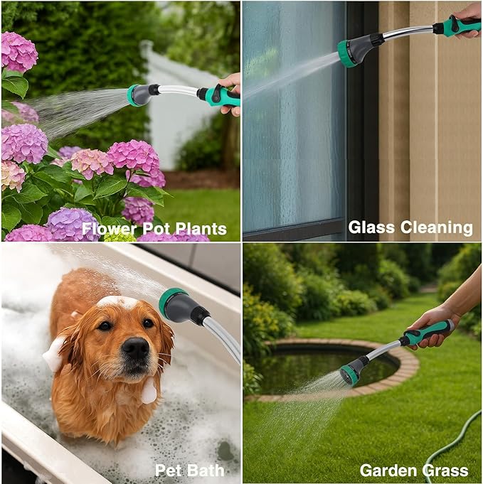 Yesker Watering Wand for Garden Hose, 19 Inch, 8 Spray Patterns, Garden Hose Nozzle with Thumb Flow Control, Ideal for Water Plant, Shrubs and Yard