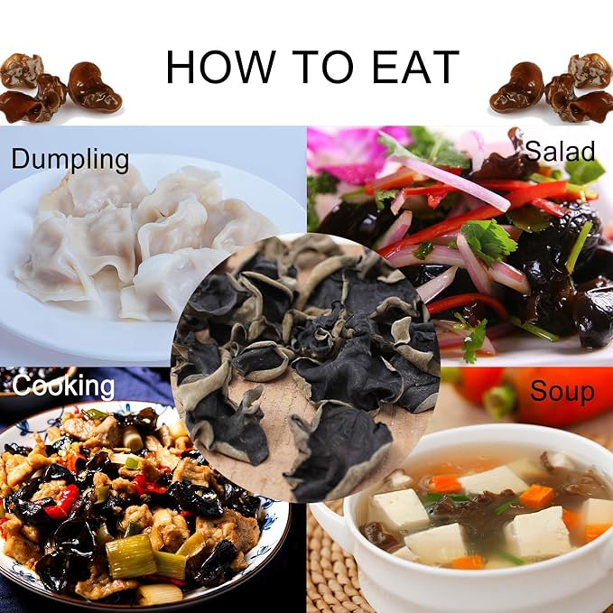 DABC OAK LAND Premium Dried Woodear Mushroom, Dried Black Fungus Shredded All Natural Vegan and Gluten-Free Rich in Fiber & Iron, Perfect for Cuisine, Soups, Stir-Fries 黑木耳 8 Ounce