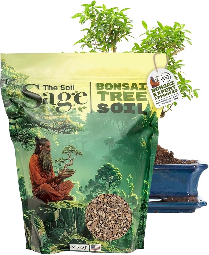 5qts/5l Premium Bonsai Mix - U.S.A. Made Ready to Use - Akadama, Pumice, Lava Rock, Fine Pine Bark - Large Bag for All Bonsai Tree - High Drainage Potting, Repotting (Bonsai Soil 2.5 QT)