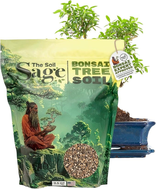 5qts/5l Premium Bonsai Mix - U.S.A. Made Ready to Use - Akadama, Pumice, Lava Rock, Fine Pine Bark - Large Bag for All Bonsai Tree - High Drainage Potting, Repotting (Bonsai Soil 2.5 QT)
