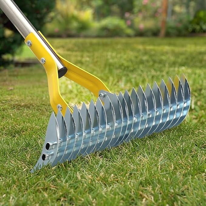 Thatch Rake for Lawns - 15in Dual-Action Dethatching Rake with 70'' Handle, Heavy Duty Manual Dethatcher & Scarifier Tool for Dead Grass,Moss,Weeds,Thatching Remover,Garden Yard Soil LooseningThatcher