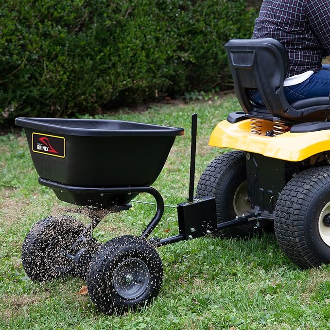 Brinly BS26BH-A Tow Behind Broadcast Spreader with Universal Hitch, 125 lb. - Flat Black