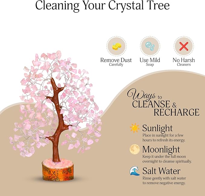 YATSKIA Rose Quartz Crystal Tree - Bonsai Tree of Life - Pink Room Decor - Desk Decorations for Women Office - Gemstones and Crystals - Stones and Crystals