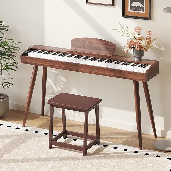 Wood End Table Side Table Tall Seat Stool Dining Stool Wooden Plant Stand Indoor Bedside Table Nightstand Plant Table Bathroom Flower Pot Stand for Living Room Bedroom Kitchen (Chocolate)