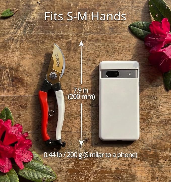 Gardeness Japanese Titanium Pruning Shears, Lightweight SK5 Bypass Garden Secateurs – Easy-Grip Hand Pruners for Women, Roses, Bonsai, Trimming & Everyday Gardening