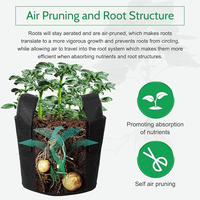 JERIA 24-Pack 3 Gallon Nonwoven Grow Bags, Plant Grow Bags，Heavy Duty Aeration Fabric Pots with Durable Handles, Come with 24 Pcs Plant Labels