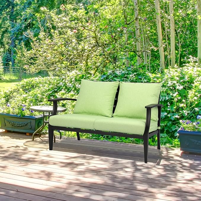 Aoodor 24" x 24" Patio Deep Seat Cushion Set, Water Resistant & Fade Resistant Outdoor Furniture Cushions with Adjustable Straps for Patio, Deck, Garden, Green