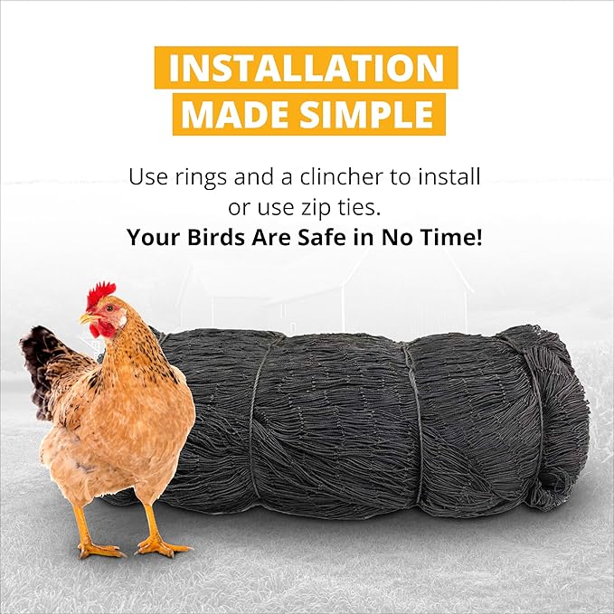 Stromberg’s 2” Mesh Heavy Duty Knotted Aviary Netting, UV Resistant Polyethylene Fiber for Game Birds, Pheasants & Poultry, 85 Lbs Break Strength Durable Against Weather and Predators, Size 25' x 100'