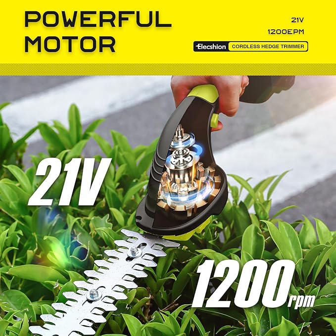 Cordless Hedge Trimmer with Battery and Charger Included, 2 in 1 Handheld Small Electric Bush Trimmers/Grass Cutter Yard Tool for Shrub,Tree,Lawn, Battery Powered Hedge Clippers for Garden
