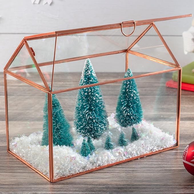 D'Eco Glass House Centerpiece (10"x6"x8") - Tabletop Planter Terrarium for Home Decor & Wedding Letterbox - Fill w/Succulents, Holiday Decorations, Mini Trees & Ornaments - Xmas Gift for Plant Lovers