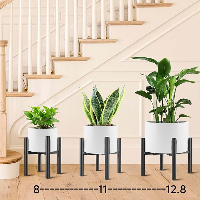 Adjustable Metal Plant Stand Black, Fits 8 -13 Inch Heavy Duty Flower Pots Holder - Floor Single Plant Stands Indoor Outdoor for Corner Planter Outside Potted Plants (Pot Not Included)