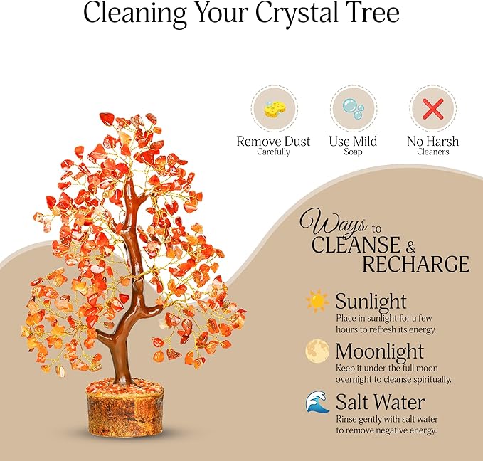Carnelian Crystal Tree - Home Decor - Bonsai Tree - Tree of Life Decor - Spiritual Decor - Crystal Decor - Good Luck Gifts - Meditation Accessories - Money Tree - Desk Decor - Good Luck Charms